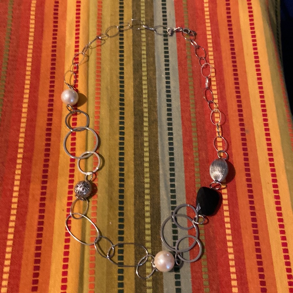 Beautiful vintage silver long chain